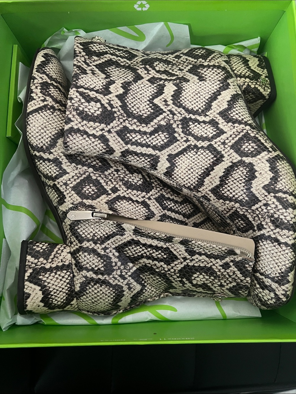 Sam Edelman Snake-Print Reptile Accessory in Beige and Black